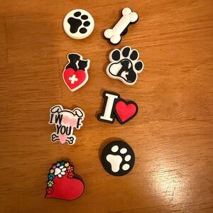CROCS Dog-Themed Shoe Charms Set - Black, White, Red